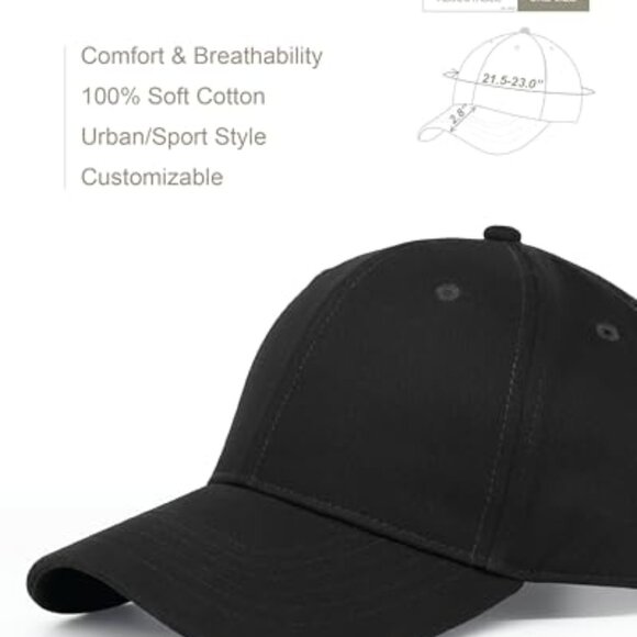 Cotton Baseball Cap Performance Cooling Classic Unisex Sporty Adjustable Buckle - Picture 5 of 8